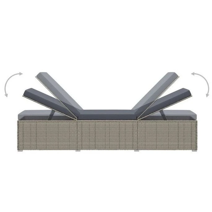Set Chaise Longue Et Table Tissu Et Résine Tressée Gris Viali 5 Set Chaise Longue Et Table Tissu Et Résine Tressée Gris Viali – Image 4