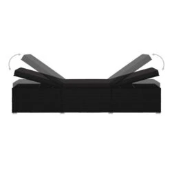 Set Chaise Longue Et Table Tissu Et Résine Tressée Noir Viali -Meubles Soldes Boutique set chaise longue et table tissu et resine tressee noir 3666722554404 389570